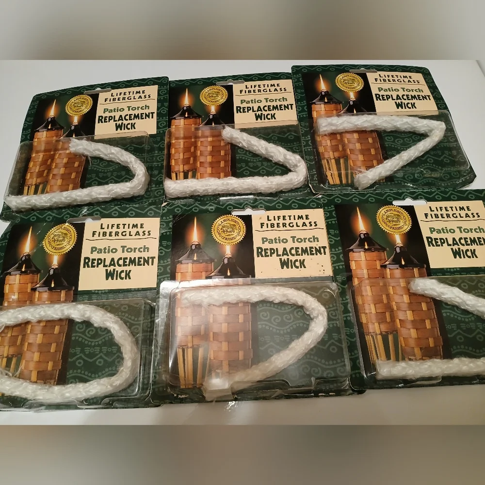 Lot of Six Patio Torch Fiberglass Replacement Wicks NEW